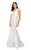 Terani Couture - 1911P8158 Plunging V-Neck Trumpet Gown Special Occasion Dress 0 / Ivory Nude