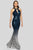 Terani Couture - 1911P8177 Ombre Sequined Halter Cutout Gown Prom Dresses 0 / Navy Silver