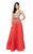 Terani Couture - 1911P8497 Beaded Plunging V-Neck A-Line Gown Evening Dresses 0 / Crystal Red