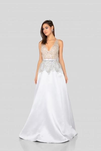 Terani Couture - 1911P8497 Beaded Plunging V-Neck A-Line Gown