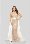 Terani Couture - 1912P8437 Glitter Tulle Dress With Mikado Overskirt Prom Dresses 0 / Ivory2