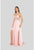 Terani Couture - 1913P8298 Sheer High Halter Evening Dress Prom Dresses 0 / Blush