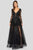 Terani Couture - 1915P8344 Plunging V-Neck Long Sleeves Dress Special Occasion Dress 0 / Black
