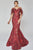 Terani Couture - 1921E0136 Feather Off Shoulder Mermaid Evening Gown Evening Dresses 00 / Red