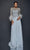 Terani Couture - 1921M0473 Feather-Fringed Quarter Sleeve Jeweled Gown Mother of the Bride Dresses 0 / Silver