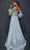 Terani Couture - 1921M0473 Feather-Fringed Quarter Sleeve Jeweled Gown Mother of the Bride Dresses