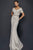 Terani Couture - 1921M0727 Off Shoulder V Neck Beaded Belt Sheath Gown Mother of the Bride Dresses