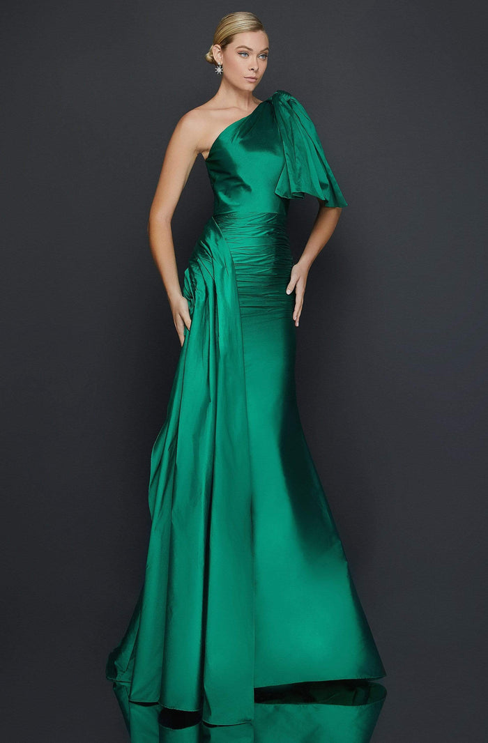 Terani Couture - 2011E2044 Asymmetric Mermaid Dress With Train Evening Dresses 0 / Hunter Green