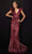 Terani Couture - 2011E2060 Appliqued Plunging V-Neck Dress Evening Dresses 0 / Wine