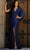 Terani Couture - 2011M2154 Sequined Deep V-neck Sheath Dress Mother of the Bride Dresses 0 / Marine