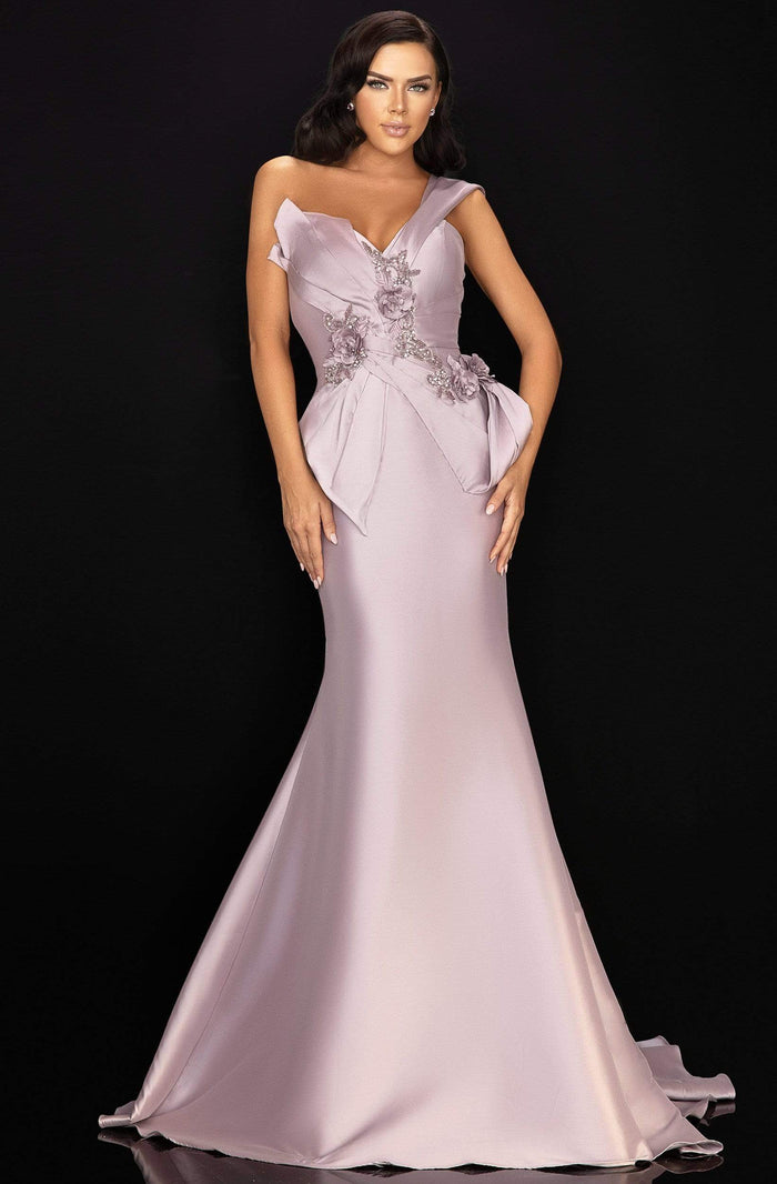 Terani Couture - 2011M2160 Beaded Floral Bodice Knot-Ornate Gown Mother of the Bride Dresses 0 / Mauve