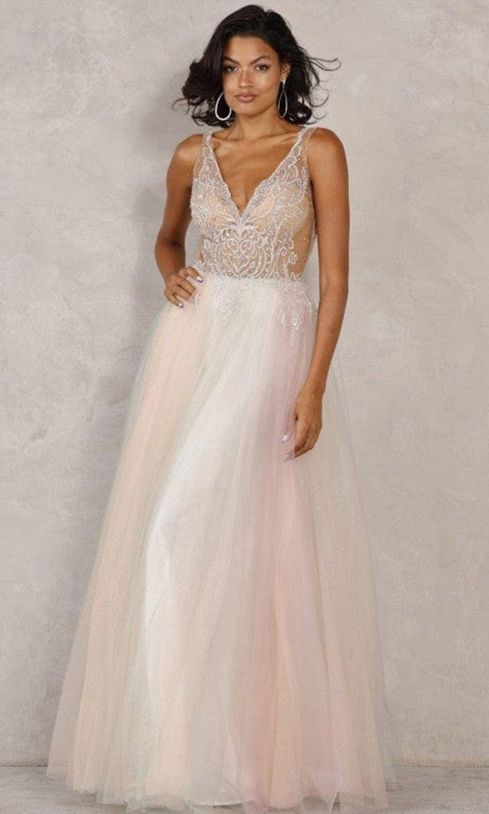 Terani Couture - 2011P1012 Illusion V-Neck A-Line Gown Special Occasion Dress 00 / Multi