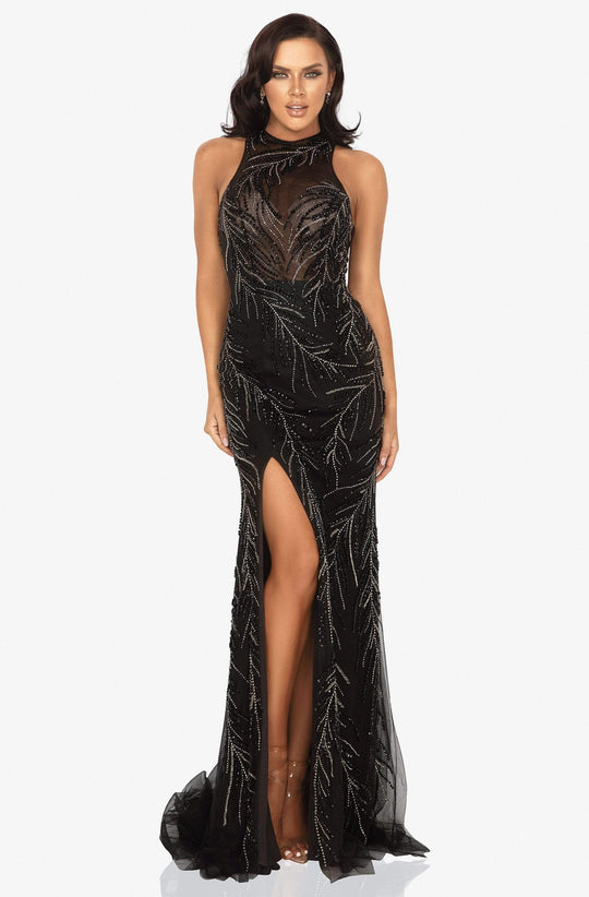 Terani Couture - 2011P1058 Sequined Illusion Gown with Slit