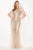Terani Couture - 2011P1080 Bedazzled Halter Sheath Dress With Train Prom Dresses 00 / Cream