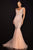 Terani Couture - 2011P1120 Embroidered Deep V-neck Trumpet Dress Prom Dresses 00 / Blush Silver