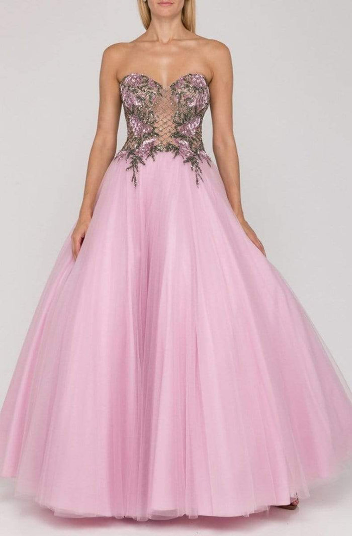 Terani Couture - 2011P1149 Beaded Illusion Lattice Tulle Ballgown Prom Dresses 00 / Lilac
