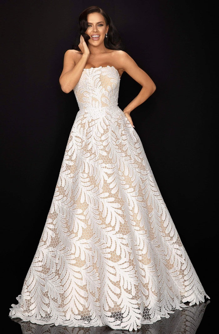 Terani Couture - 2011P1183 Strapless Straight Across Ballgown Ball Gowns 00 / Ivory Nude