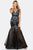 Terani Couture - 2012P1357 Trailing Floral Beaded Trumpet Gown Prom Dresses 00 / Black