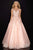 Terani Couture - 2012P1411 Beaded Appliqued Illusion A-Line Gown Prom Dresses 00 / Peach