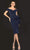 Terani Couture - 2021C2625 Off Shoulder Ruffle Accented Sheath Dress Cocktail Dresses 00 / Navy