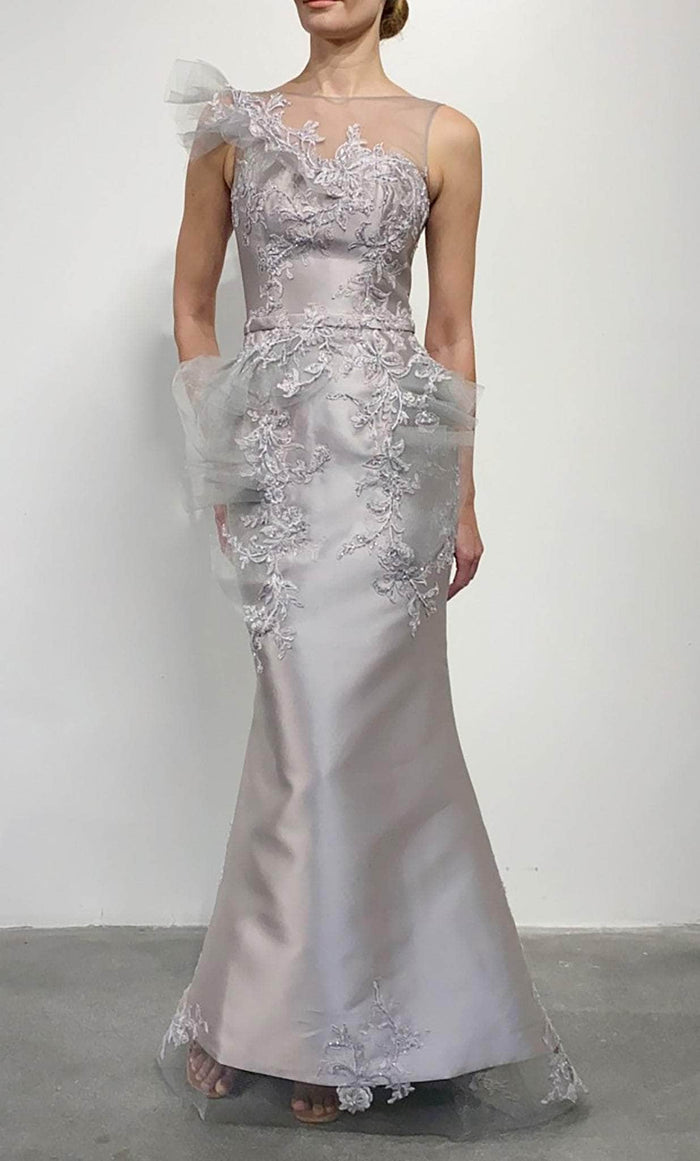 Terani Couture 2021E2877 - Sleeveless Embroidered Evening Dress Special Occasion Dress 00 / Taupe Silver