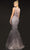 Terani Couture - 2021GL3577 Cap Sleeve Feathered Mermaid Gown In Gray
