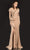 Terani Couture - 2021M2986 Wrap Off Shoulder High Slit Gown Mother of the Bride Dresses 00 / Mocha