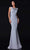 Terani Couture - 2111E4752 3D Floral Illusion Cowl Back Trumpet Gown Special Occasion Dress 00 / Silver