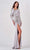Terani Couture - 2111M5263 Beaded Long Sleeve Long Dress With Slit Evening Dresses 00 / Silver