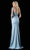 Terani Couture - 2111M5266 Embellished Long Sleeve Sheath Dress In Blue