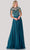 Terani Couture - 2111M5295 Embellished Jewel Neck A-line Gown Special Occasion Dress 00 / Dark Teal