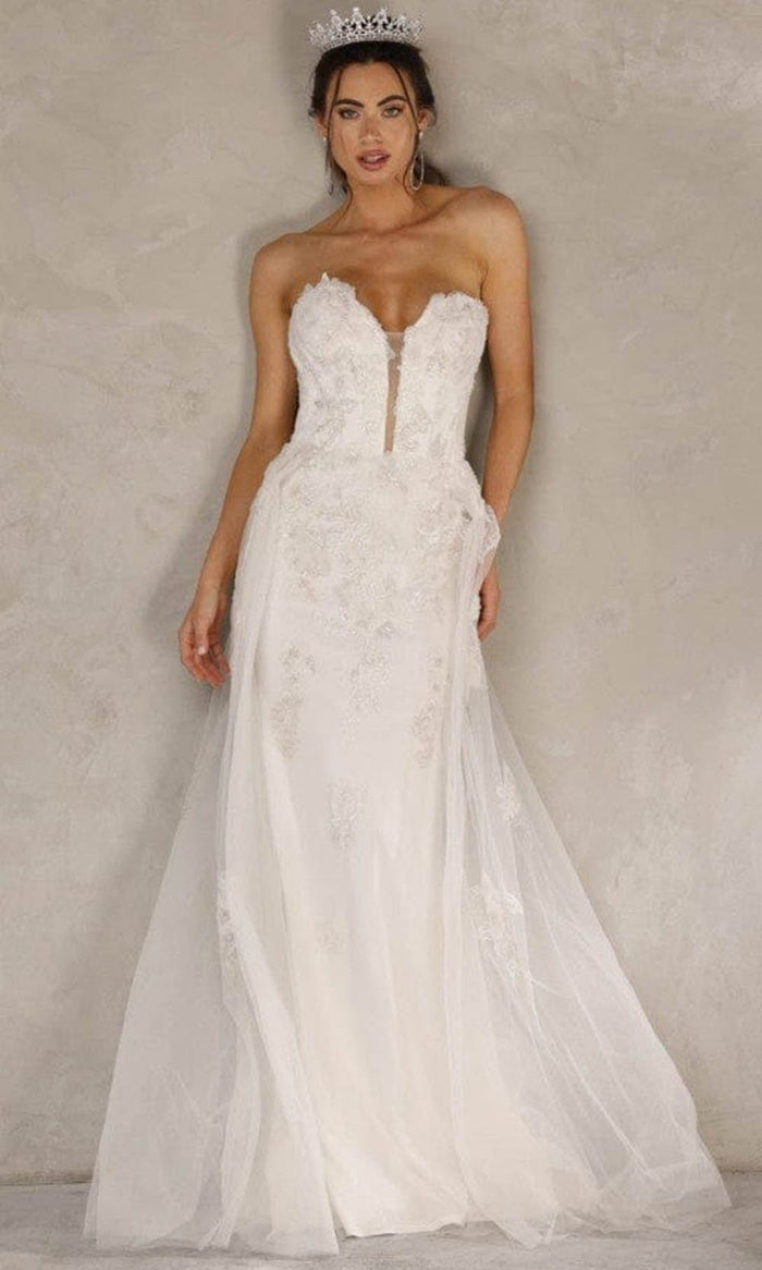 Terani Couture - 2111P4055 Beaded Overskirt Bridal Gown Special Occasion Dress 00 / Ivory
