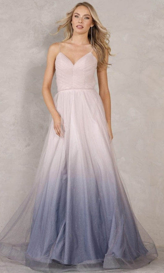 Terani Couture - 2111P4114 V-Neck Ombre A-Line Gown