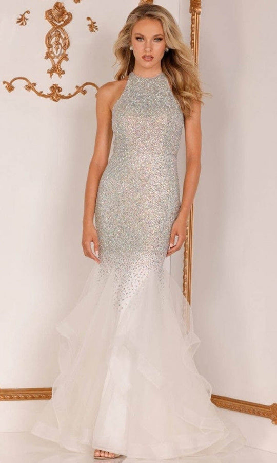 Terani Couture - 2215GL0111 Beaded Halter Mermaid Gown