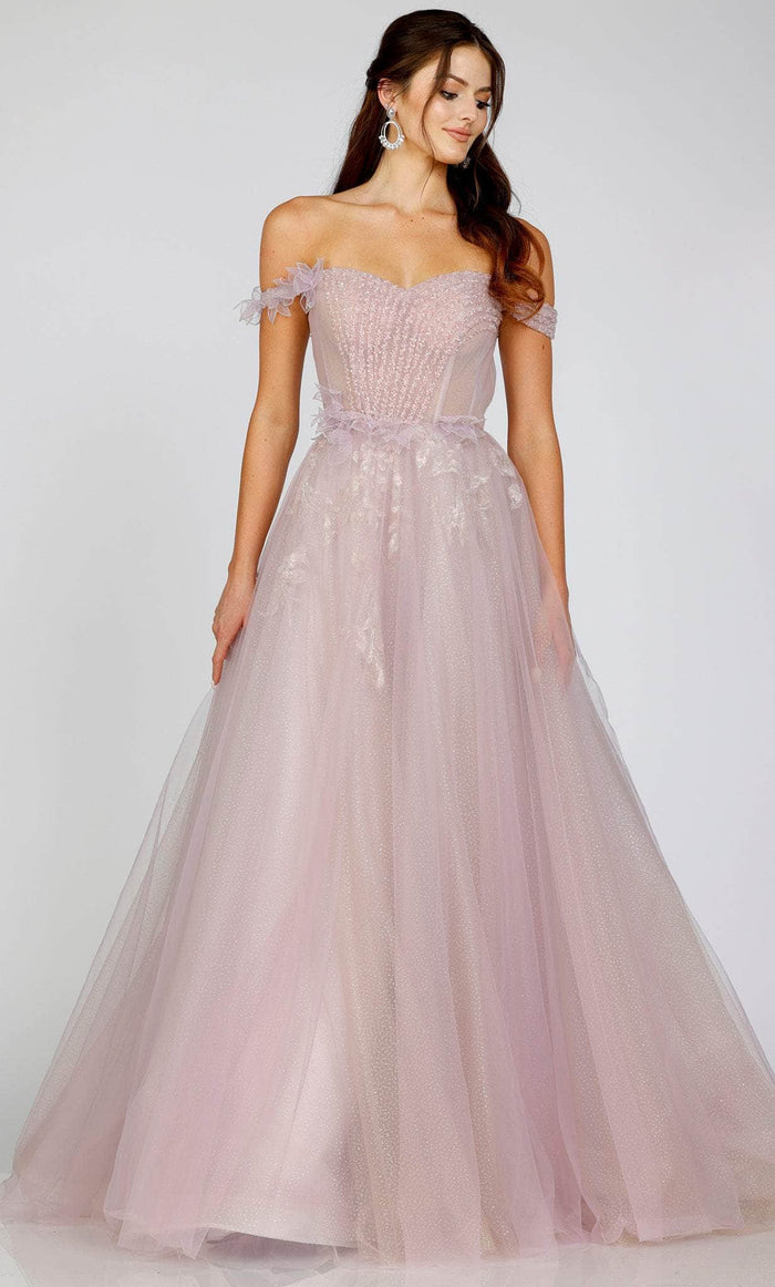 Terani Couture 231E0520 - Off Shoulder Tulle Evening Gown Special Occasion Dress 00 / Mauve