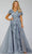 Terani Couture 231M0487 - Ruched Bodice Bow Accented A-Line Gown Special Occasion Dress 00 / Dark Gray