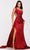 Terani Couture 231P0047 - Asymmetrical Neck Satin Prom Dress Special Occasion Dress 00 / Port