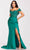 Terani Couture 231P0061 - Off-Shoulder Corset Bodice Prom Gown Special Occasion Dress 00 / Emerald