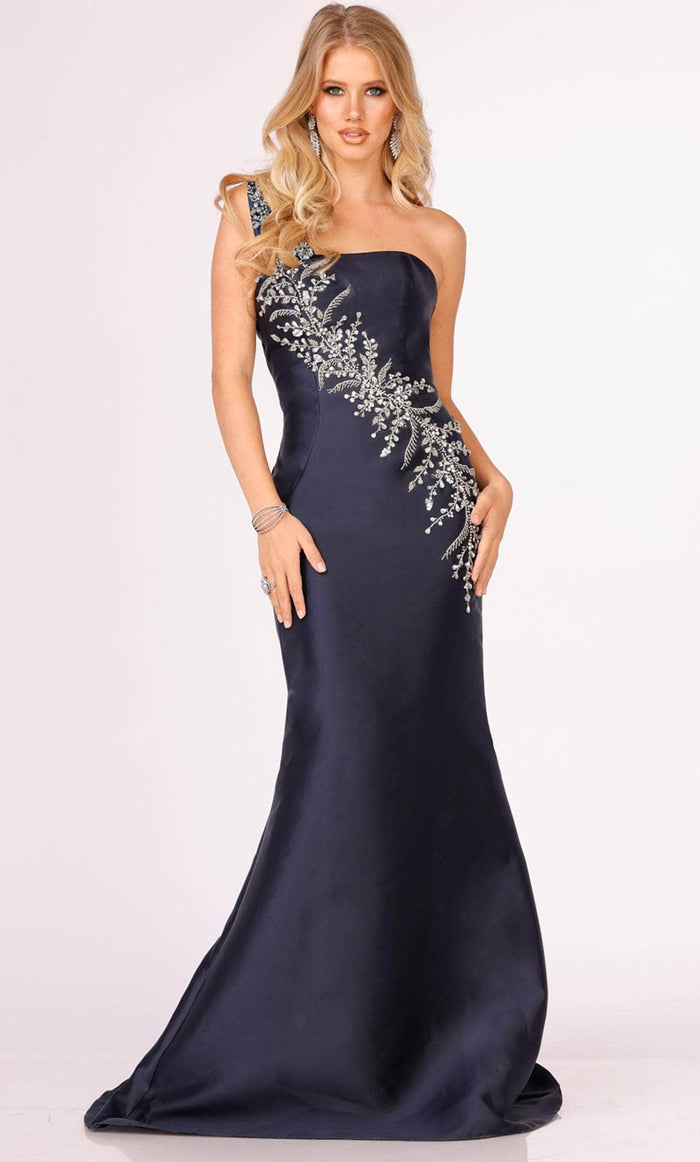 Terani Couture 231P0176 - One Sleeve Embellished Evening Gown Special Occasion Dress 00 / Black