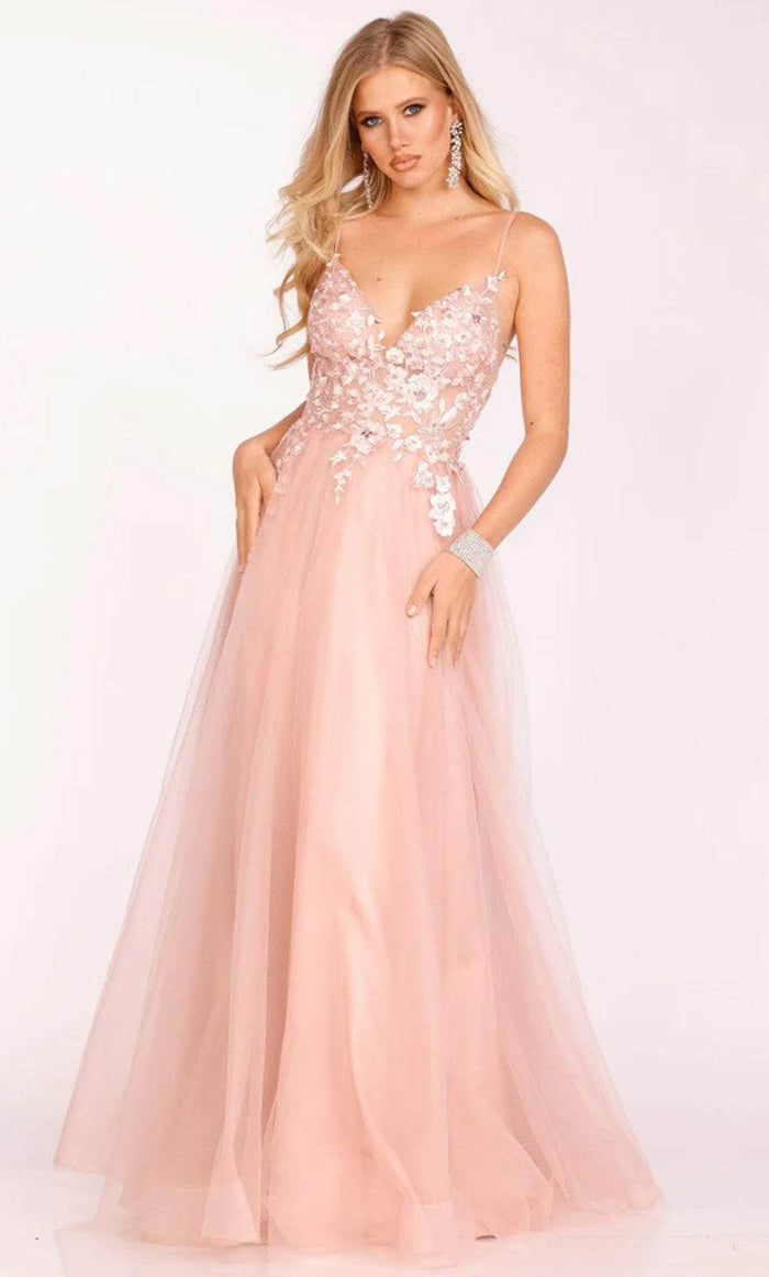 Terani Couture 231P0582 - A-line Floral Enchanting Dress Evening Dresses 0 / Coral