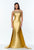 Terani Couture - Astonishing Trumpet Gown with Cape Details 151E0297A Special Occasion Dress 00 / Gold