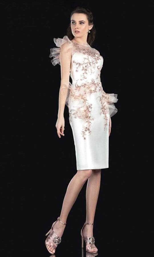 Terani Couture - Bateau Sheath Cocktail Dress 2021C2613 - 1 pc Ivory Champagne In Size 2 Available CCSALE 2 / Ivory Champagne