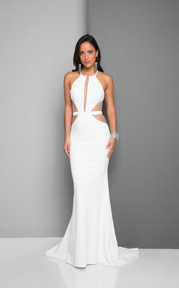 Terani Couture - Daring Halter Mermaid Gown with Side Cutouts 1712E3297 Special Occasion Dress 00 / Ivory