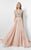 Terani Couture - Embellished V-Neck Chiffon A-line Gown 1712M3429 Special Occasion Dress 00 / Champagne