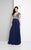 Terani Couture - Embellished V-Neck Chiffon A-line Gown 1712M3429 Special Occasion Dress 00 / Navy