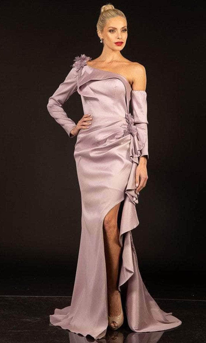 Terani Couture - Long Sleeve Trumpet Evening Gown 2021E2831 - 1 pc Mauve In Size 10 Available CCSALE 10 / Mauve
