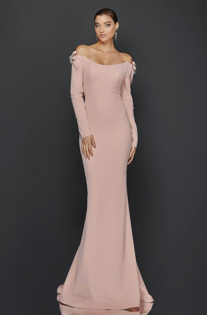 Terani Couture - Off Shoulder Formal Gown 1921E0117 - 1 pc Blush In Size 10 Available CCSALE 10 / Blush