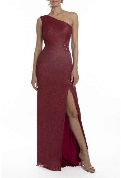 Terani Couture - One Shoulder Asymmetric Neck Evening Dress 1911E9610 - 1 pc Berry In Size 8 Available CCSALE 8 / Berry