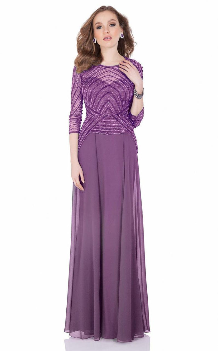 Terani Couture - Quarter Sleeve Shimmering Long Gown 1623M1860 ...