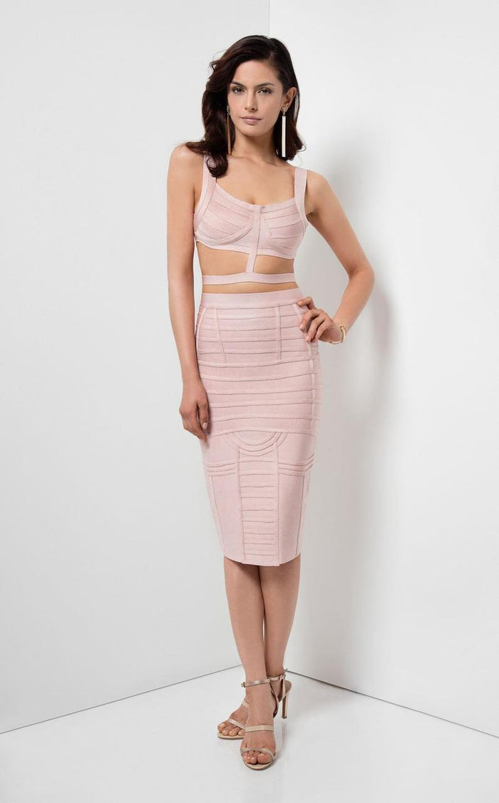 Terani Couture - Two-Piece Cutout Cocktail Dress 1711C3044 Special Occasion Dress 00 / Blush